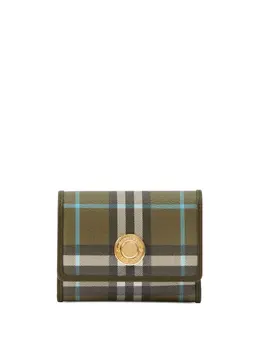 Burberry: Зелёный кошелёк Vintage Check