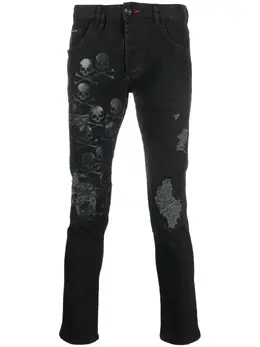 Philipp Plein: Рваные джинсы  Skull