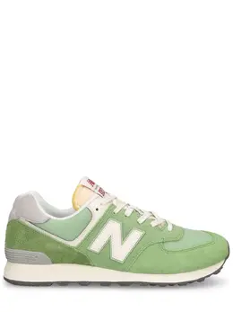 NEW BALANCE: Зелёные кроссовки  574