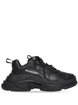 Balenciaga: Чёрные кроссовки Triple S