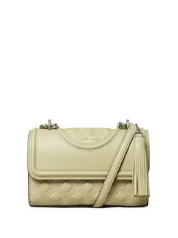 Tory Burch: Бежевая сумка  Fleming
