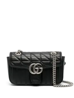 Gucci: Чёрная сумка  GG Marmont