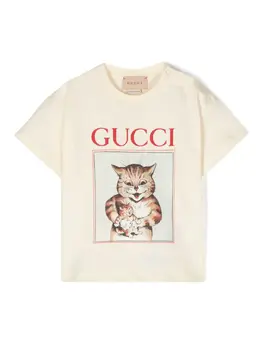 Gucci Kids: Бежевая футболка