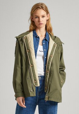 Pepe Jeans: Зелёный пуховик 