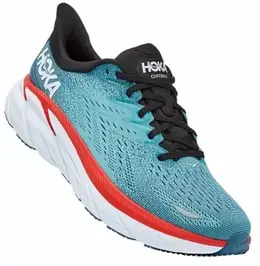 Hoka: Голубые кроссовки