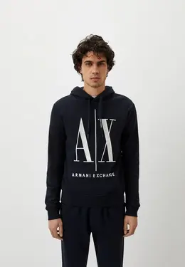 Armani Exchange: Синяя толстовка 