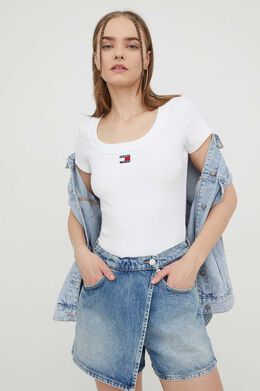 Tommy Jeans: Бежевая футболка