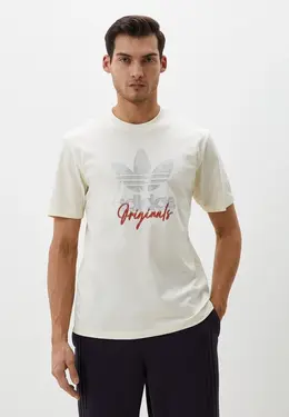 adidas Originals: Бежевая футболка 