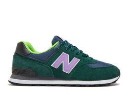 New Balance: Зелёные кроссовки  574