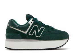 New Balance: Зелёные кроссовки  574