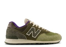 New Balance: Зелёные кроссовки  574