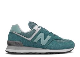 New Balance: Зелёные кроссовки  574