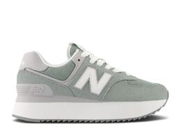 New Balance: Зелёные кроссовки  574