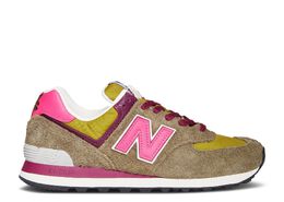 New Balance: Зелёные кроссовки  574