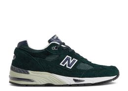 New Balance: Зелёные кроссовки  991