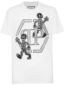 Philipp Plein: Хлопковая футболка  Skeleton