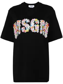 MSGM: Футболка с растительным принтом 