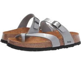 Birkenstock: Серебристые сандалии  Birko Flor