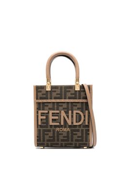 Fendi: Коричневая сумка-шоппер  Sunshine