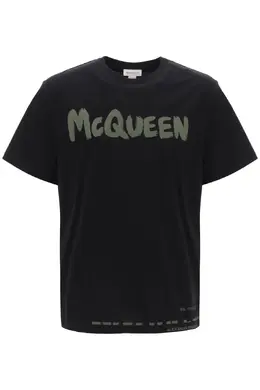 Alexander mcqueen: Чёрная футболка  McQueen Graffiti