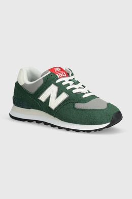 New Balance: Зелёные кроссовки  574