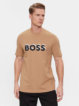 BOSS: Бежевая футболка 