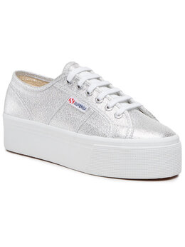 Superga: Серебристые кроссовки 