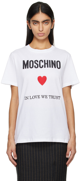 Moschino: Белая футболка 