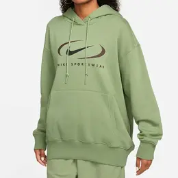 NIKE: Зелёная толстовка  Swoosh