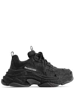 Balenciaga: Чёрные кроссовки  Triple S