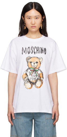 Moschino: Белая футболка  Teddy Bear