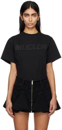 Mugler: Чёрная футболка 