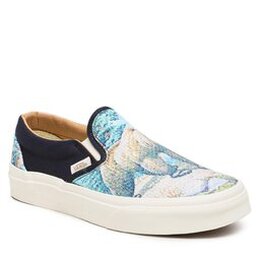 Vans: Голубые кроссовки Classic Slip On