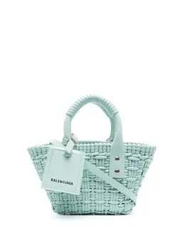 Balenciaga: Голубая сумка-шоппер  Bistro Basket