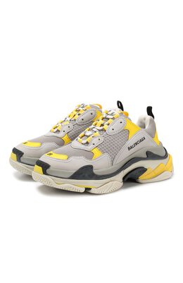 Balenciaga: Жёлтые кроссовки Triple S