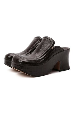 Bottega Veneta: Тёмные сабо  Wedge