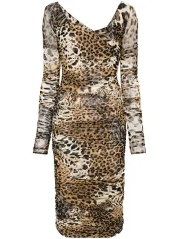 Roberto Cavalli: Платье с леопардовым принтом 