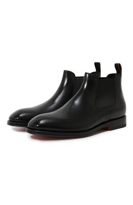 Santoni: Чёрные ботинки 