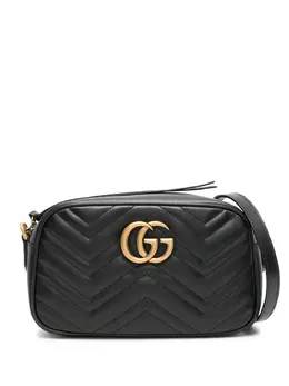 Gucci: Чёрная сумка  GG Marmont