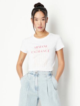 Armani Exchange: Белая футболка 