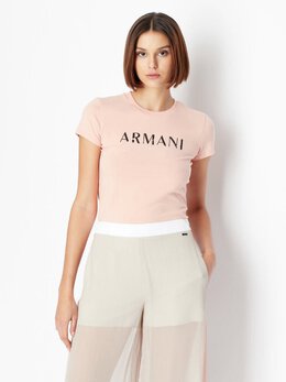 Armani Exchange: Розовая футболка 