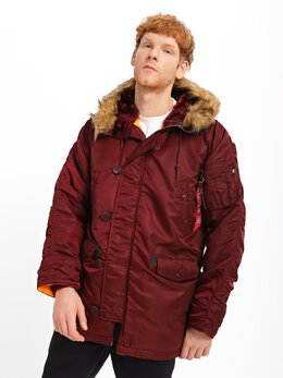 Alpha Industries: Бордовый пуховик 