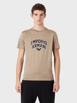 Emporio Armani: Бежевая футболка 