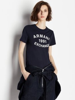 Armani Exchange: Синяя футболка 