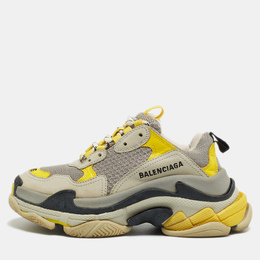 Balenciaga: Жёлтые кроссовки Triple S