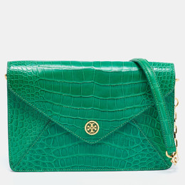 Tory Burch: Зелёный клатч  Robinson