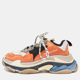 Balenciaga: Оранжевые кроссовки Triple S