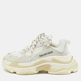 Balenciaga: Белые кроссовки Triple S