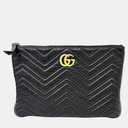 Gucci: Чёрный клатч  GG Marmont