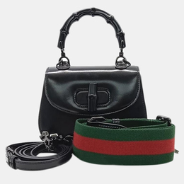 Gucci: Чёрная сумка  Bamboo